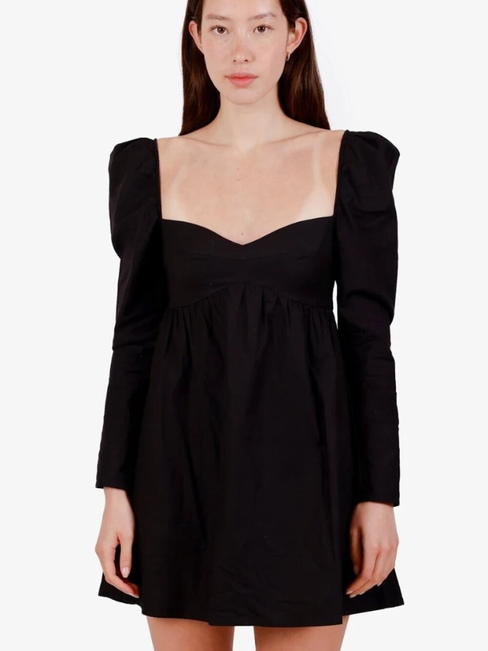 Reformation Black Cotton 'Farley' Long Sleeve Mini Dress Size 4
